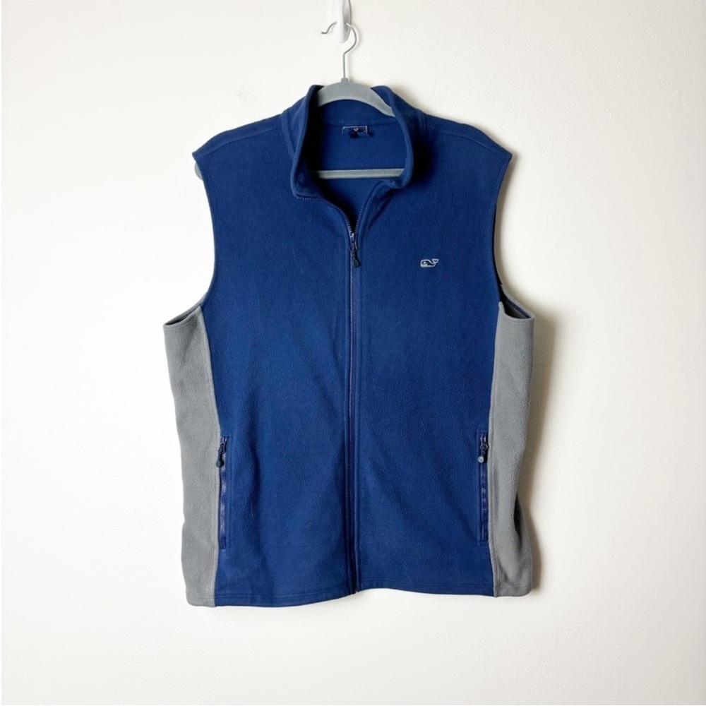 VINEYARD VINES • Men’s Blue/Grey Fleece Full Zip Vest Size Large